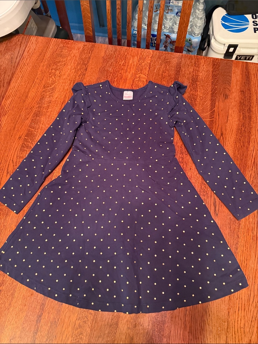 NWOT Hanna Andersson Navy Dress with Gold Polka Dots